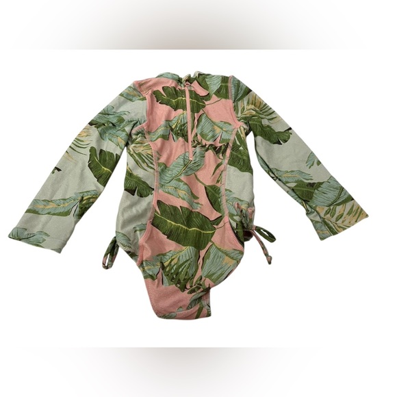 Shade Critters Girls Cabana Palms Shimmer One Piece in Pink/Green size 3T - Picture 3 of 4